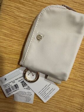 NWT Lululemon athletica Cream Card & Key Pouch with Gold Hardware